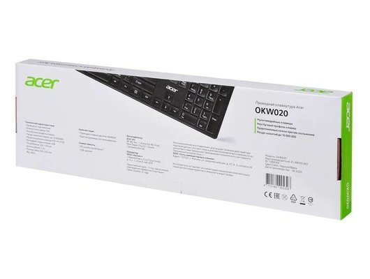 Клавиатура проводная Acer OKW020 черный slim (ZL.KBDEE.001)